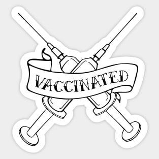 Vaccinated Syringe Simple Line Drawing Design Sticker